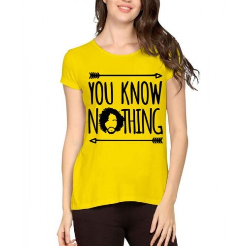 Women's Cotton Biowash Graphic Printed Half Sleeve T-Shirt - Know Nothing Arrow