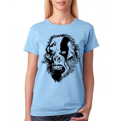 Women's Cotton Biowash Graphic Printed Half Sleeve T-Shirt - Kratos Gorilla