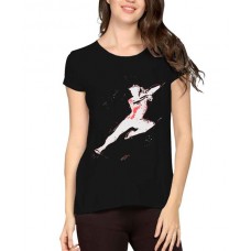 Women's Cotton Biowash Graphic Printed Half Sleeve T-Shirt - Kung power