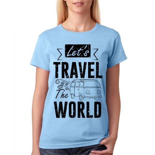 Women's Cotton Biowash Graphic Printed Half Sleeve T-Shirt - Lets Travel world