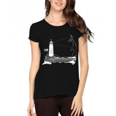 Lighthouse Fish Graphic Printed T-shirt