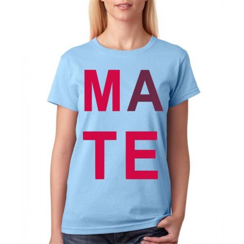 Women's Cotton Biowash Graphic Printed Half Sleeve T-Shirt - Mate