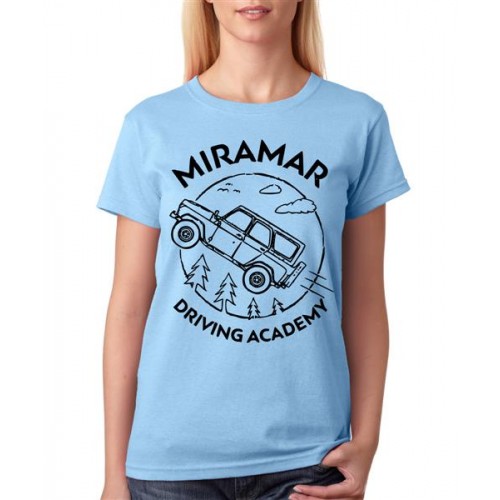 Women's Cotton Biowash Graphic Printed Half Sleeve T-Shirt - Miramar Driving