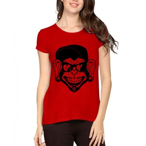 Women's Cotton Biowash Graphic Printed Half Sleeve T-Shirt - Monkey Clap