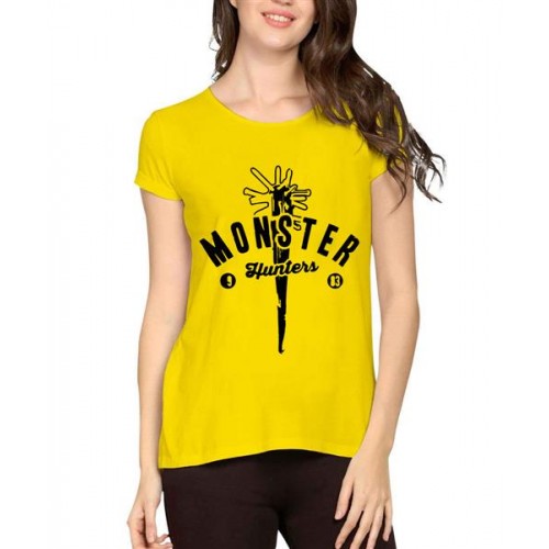Women's Cotton Biowash Graphic Printed Half Sleeve T-Shirt - Monster Hunters