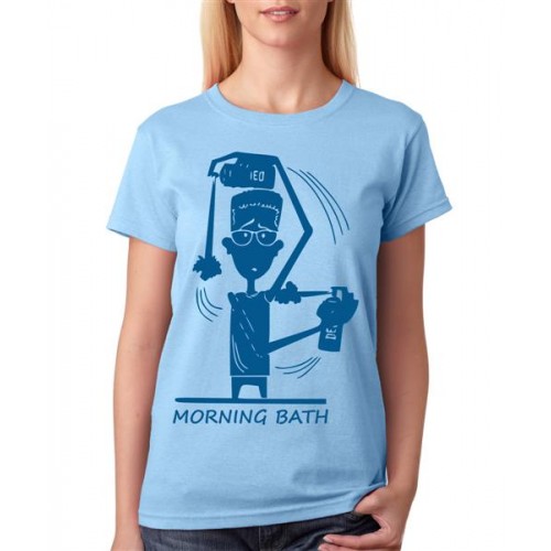Women's Cotton Biowash Graphic Printed Half Sleeve T-Shirt - Morning Bath Deo