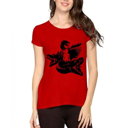 Women's Cotton Biowash Graphic Printed Half Sleeve T-Shirt - Mother Of Dragons