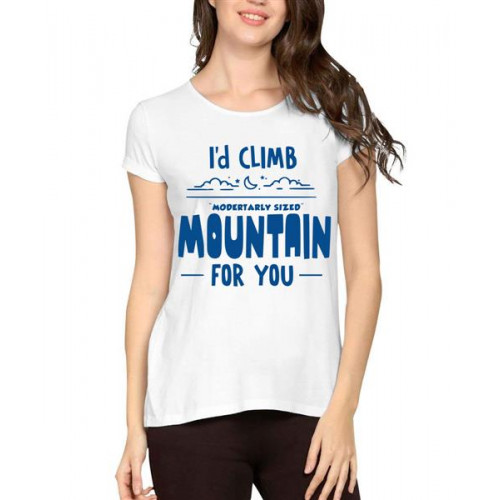 Women's Cotton Biowash Graphic Printed Half Sleeve T-Shirt - Mountain Climb