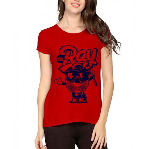 Women's Cotton Biowash Graphic Printed Half Sleeve T-Shirt - Mr. Ray