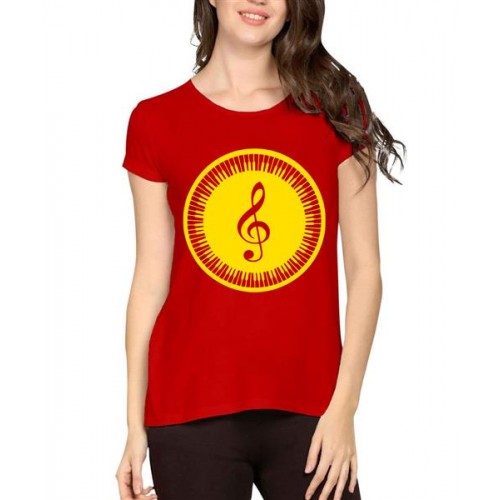 Women's Cotton Biowash Graphic Printed Half Sleeve T-Shirt - Music Circle