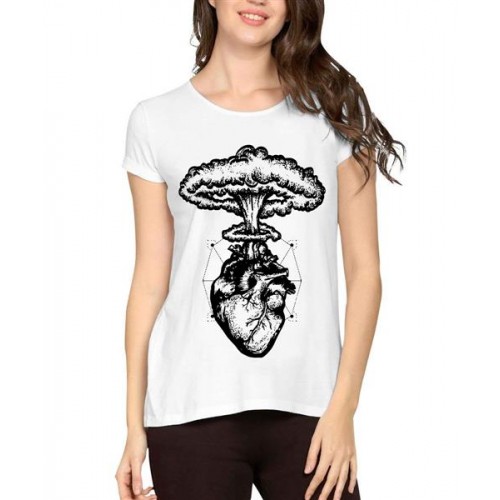 Nuclear Heart Explosion Graphic Printed T-shirt