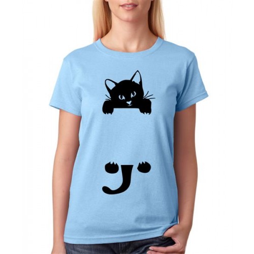 Peeping Cat Graphic Printed T-shirt