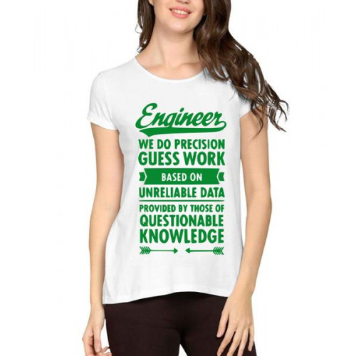 Women's Cotton Biowash Graphic Printed Half Sleeve T-Shirt - Questionable Engineer