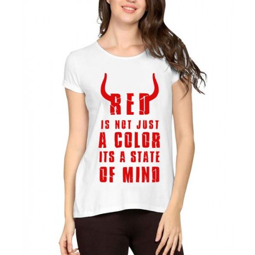 Women's Cotton Biowash Graphic Printed Half Sleeve T-Shirt - Red State Of Mind
