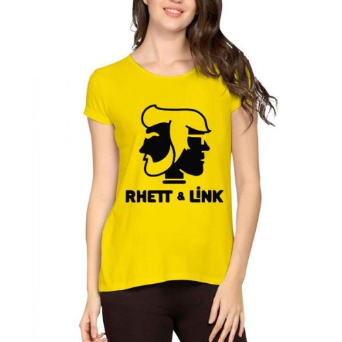 Women's Cotton Biowash Graphic Printed Half Sleeve T-Shirt - Rhett And Link