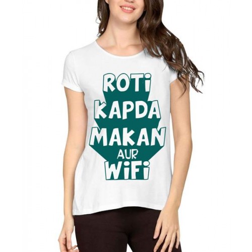 Roti Kapda Makan Aur Wifi Graphic Printed T-shirt
