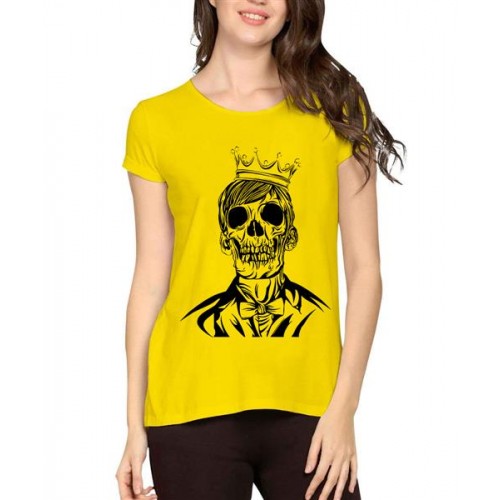 Women's Cotton Biowash Graphic Printed Half Sleeve T-Shirt - Royalty Zombies