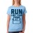 Women's Cotton Biowash Graphic Printed Half Sleeve T-Shirt - Run Like Phone At 1%