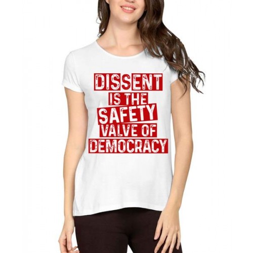 Women's Cotton Biowash Graphic Printed Half Sleeve T-Shirt - Safety Valve Democracy