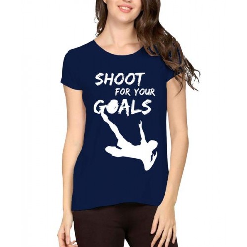Women's Cotton Biowash Graphic Printed Half Sleeve T-Shirt - Shoot For Your