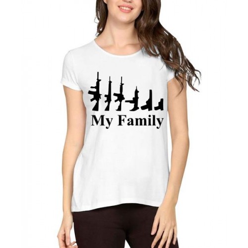 Women's Cotton Biowash Graphic Printed Half Sleeve T-Shirt - Shooter Family