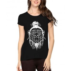 Women's Cotton Biowash Graphic Printed Half Sleeve T-Shirt - Shrunken Face Head