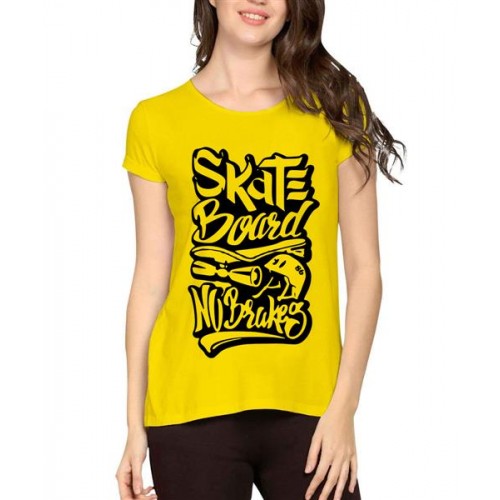 Skate Board No Brakes Graphic Printed T-shirt