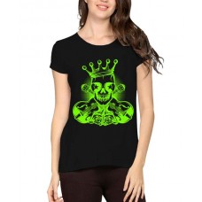 Women's Cotton Biowash Graphic Printed Half Sleeve T-Shirt - Skeleton Music Mafia