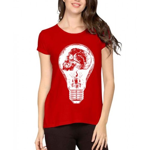 Skull Light Bulb Graphic Printed T-shirt