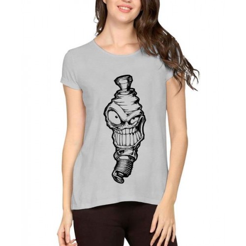 Women's Cotton Biowash Graphic Printed Half Sleeve T-Shirt - Skull Tube