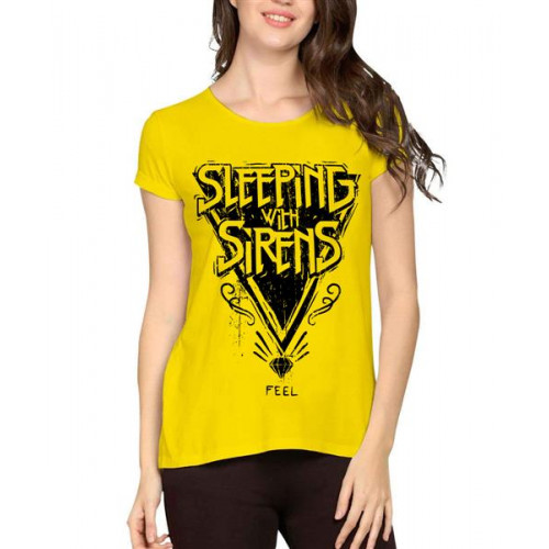 Women's Cotton Biowash Graphic Printed Half Sleeve T-Shirt - Sleeping Sirens