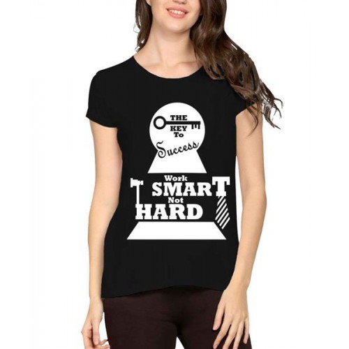 Women's Cotton Biowash Graphic Printed Half Sleeve T-Shirt - Smart Not Hard