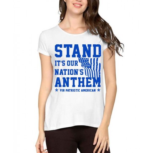 Women's Cotton Biowash Graphic Printed Half Sleeve T-Shirt - Stand For Anthem