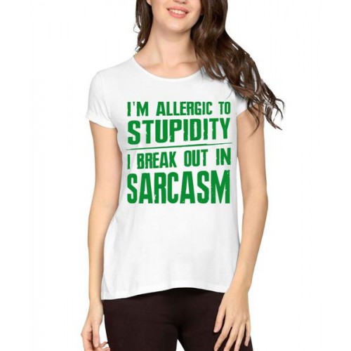 Women's Cotton Biowash Graphic Printed Half Sleeve T-Shirt - Stupidity Sarcasm