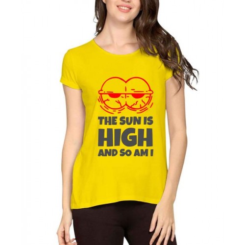 Women's Cotton Biowash Graphic Printed Half Sleeve T-Shirt - Sun Is High