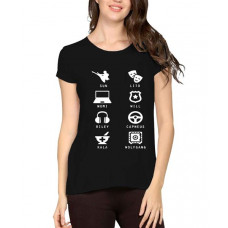 Women's Cotton Biowash Graphic Printed Half Sleeve T-Shirt - Sun Lito