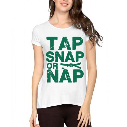 Women's Cotton Biowash Graphic Printed Half Sleeve T-Shirt - Tap Snap Nap