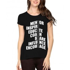 Women's Cotton Biowash Graphic Printed Half Sleeve T-Shirt - Teacher