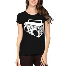 Women's Cotton Biowash Graphic Printed Half Sleeve T-Shirt - Temp Music
