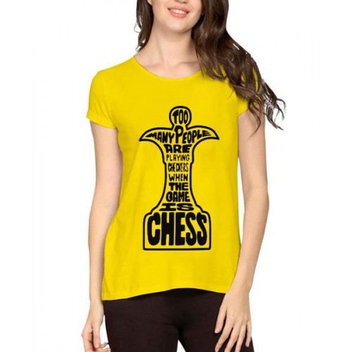 Women's Cotton Biowash Graphic Printed Half Sleeve T-Shirt - The Game Is Chess