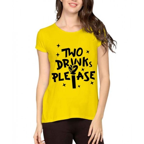 Two Drinks Please Graphic Printed T-shirt