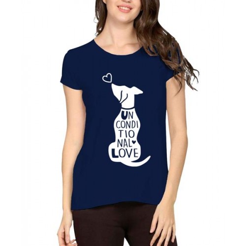 Women's Cotton Biowash Graphic Printed Half Sleeve T-Shirt - Unconditional Love