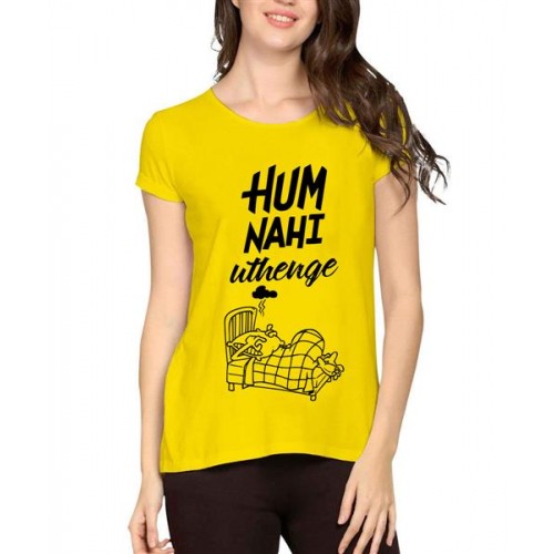 Women's Cotton Biowash Graphic Printed Half Sleeve T-Shirt - Uthenge Hum Nahi 