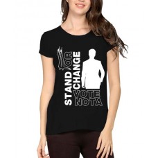 Women's Cotton Biowash Graphic Printed Half Sleeve T-Shirt - Vote Nota
