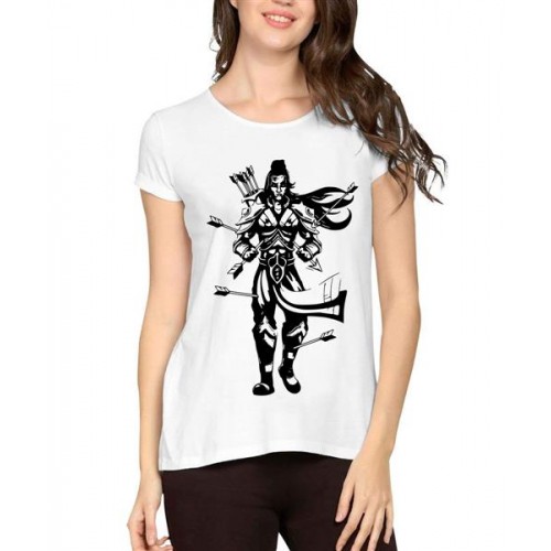Women's Cotton Biowash Graphic Printed Half Sleeve T-Shirt - Warrior Rama
