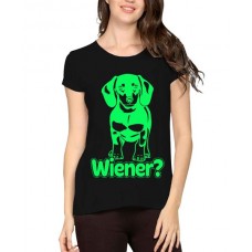 Women's Cotton Biowash Graphic Printed Half Sleeve T-Shirt - Wiener Dog Bread