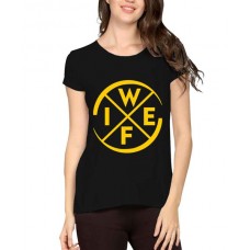 Women's Cotton Biowash Graphic Printed Half Sleeve T-Shirt - WIFE