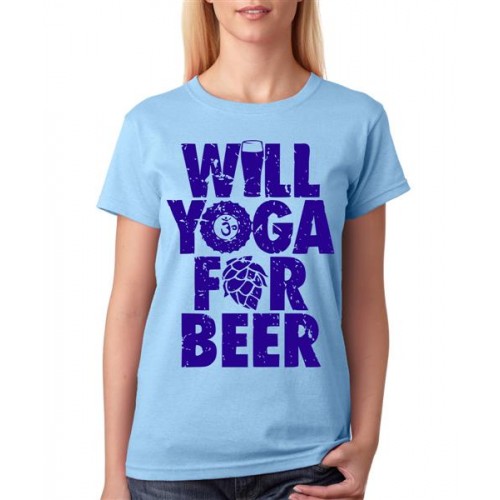 Will Yoga For Beer Graphic Printed T-shirt