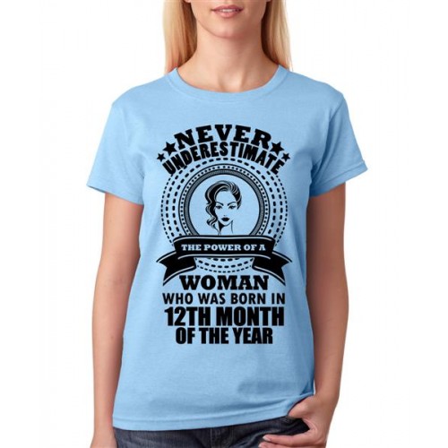 Women's Cotton Biowash Graphic Printed Half Sleeve T-Shirt - Women 12th Month