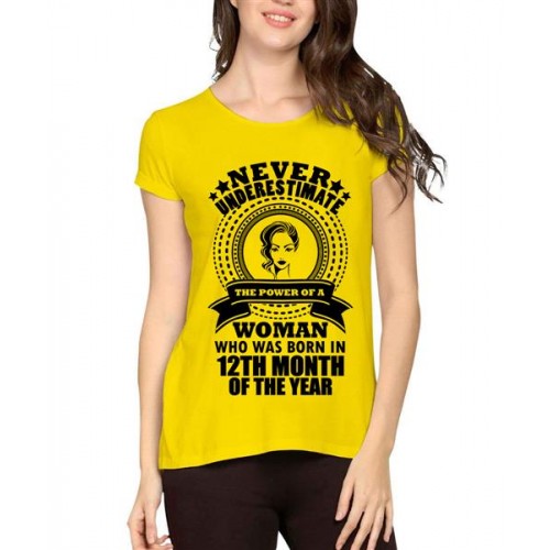 Women's Cotton Biowash Graphic Printed Half Sleeve T-Shirt - Women 12th Month